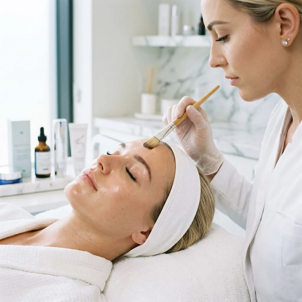 Treatment brushed over the face during a facial — Sweet & Smile Massage, Daly City