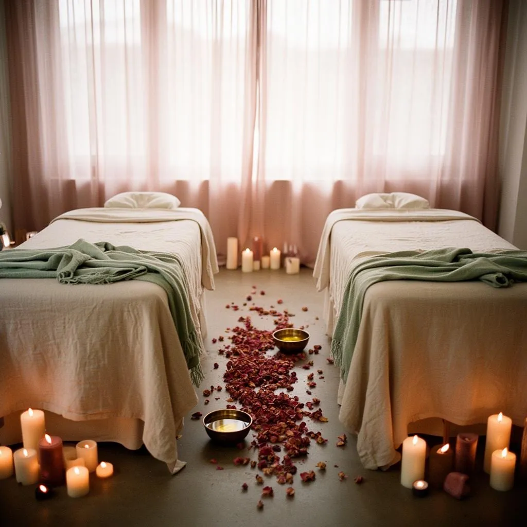 Couples massage room with two tables set side by side — Sweet & Smile Massage, Daly City