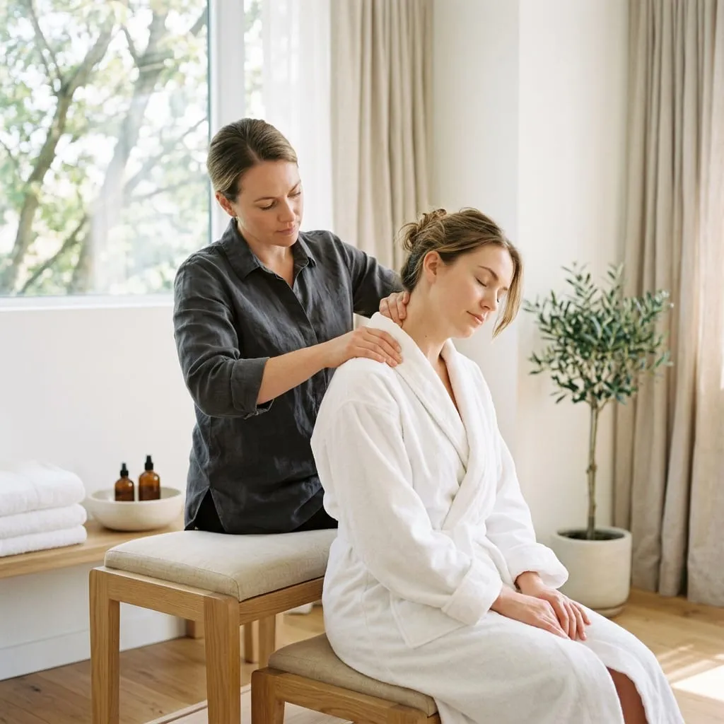 Neck and shoulder massage following a body scratching session — Sweet & Smile Massage, Daly City